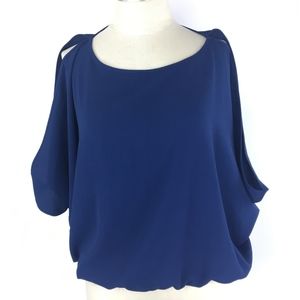Iz Byer Cold Shoulder Navy Blue Top Sz Medium